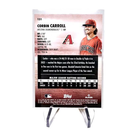 Corbin Carroll #131 Topps Stadium Club Rookie Red Foil 2023 MVP NM/M - Picture 2 of 4